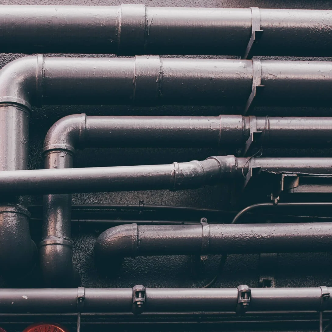 six grey pipes