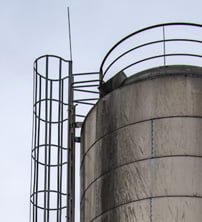 staircase on a tower in a refinery